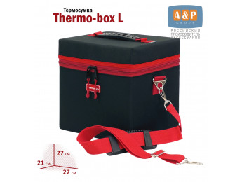 Термосумка "Thermo-box" (Термо-бокс). Размер L. Цвет: черный с красной окантовкой.
