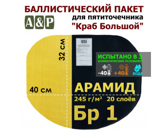 Баллистический пакет для пятиточечника "Краб Большой". Арамид (кевлар). Класс защитной структуры Бр 1.