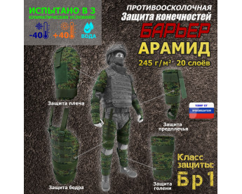 Комплект противоосколочной защиты "Барьер". Арамид (кевлар). Класс защиты Бр 1. Цвет: ЕМР (цифра).