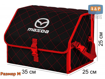Органайзер-саквояж "Союз" в багажник Mazda (Мазда), размер M. Цвет: черный с красной прострочкой Ромб.