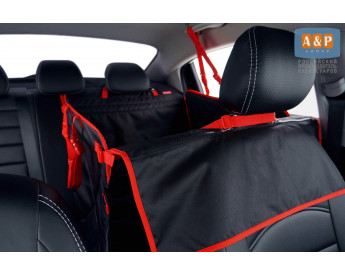 Автогамак Happy Dog Premium (Хэппи Дог Премиум). На половину сиденья. Цвет: черный с красной окантовкой.