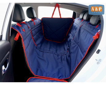 Автогамак Happy Dog Premium (Хэппи Дог Премиум). Цвет: синий с красной окантовкой.