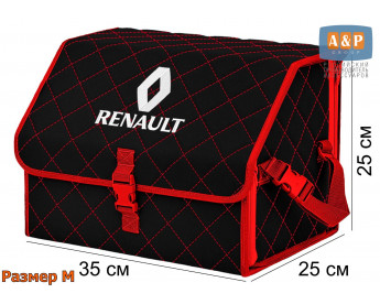 Органайзер-саквояж "Союз" в багажник Renault (Рено), размер M. Цвет: черный с красной прострочкой Ромб.